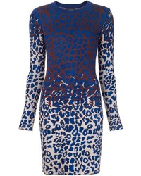 Vestito a tubino leopardato blu di Lanvin