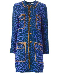 Vestito a tubino leopardato blu