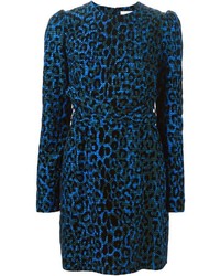 Vestito a tubino leopardato blu di Victoria Beckham