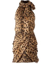 Vestito a tubino leopardato marrone di Balmain