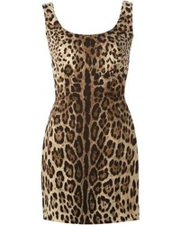 Vestito a tubino leopardato marrone di Dolce & Gabbana