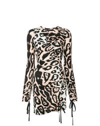 Vestito aderente leopardato marrone chiaro