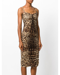 Vestito aderente leopardato marrone di Dolce & Gabbana