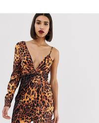 Vestito aderente leopardato marrone di PrettyLittleThing