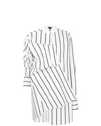 Vestito chemisier a righe verticali bianco di Ji Oh