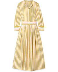 Vestito chemisier a righe verticali giallo di Oscar de la Renta