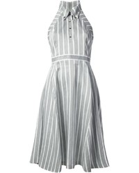Vestito chemisier a righe verticali grigio di Thom Browne