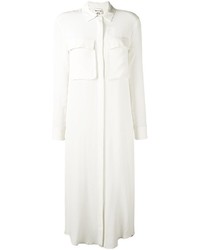 Vestito chemisier di seta bianco di Semi-Couture