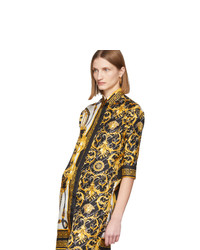 Vestito chemisier di seta stampato multicolore di Versace