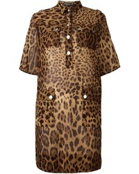 Vestito chemisier leopardato marrone