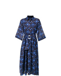 Vestito chemisier stampato blu di Andrea Marques