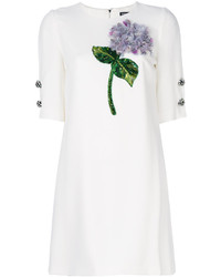 Vestito con perline ricamato bianco di Dolce & Gabbana