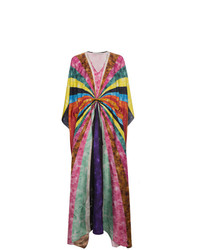 Vestito da spiaggia di seta a righe orizzontali multicolore di Mary Katrantzou