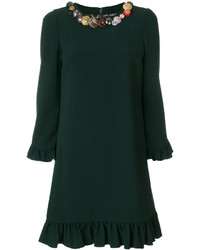 Vestito decorato verde scuro di Dolce & Gabbana