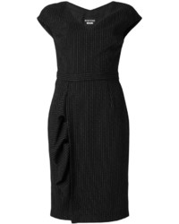 Vestito di lana a righe verticali nero di Moschino