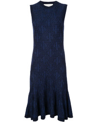 Vestito di lana lavorato a maglia blu scuro di Carolina Herrera