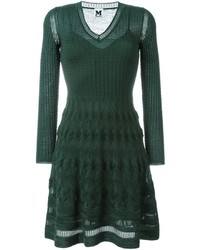 Vestito di lana lavorato a maglia verde scuro di M Missoni