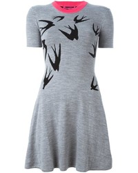Vestito di lana stampato grigio di McQ by Alexander McQueen
