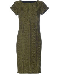 Vestito di lana testurizzato verde oliva di Moschino