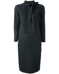 Vestito di lana trapuntato grigio scuro di Maison Margiela
