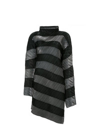 Vestito di maglia a righe orizzontali grigio scuro di Issey Miyake Vintage