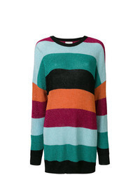Vestito di maglia a righe orizzontali multicolore