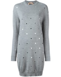 Vestito di maglia decorato grigio