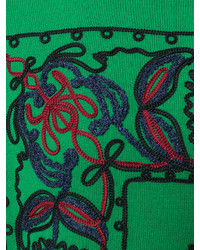 Vestito di maglia ricamato verde scuro di Sacai