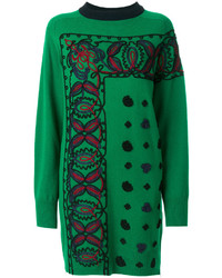 Vestito di maglia ricamato verde scuro di Sacai