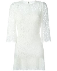 Vestito di pizzo a fiori bianco di Dolce & Gabbana