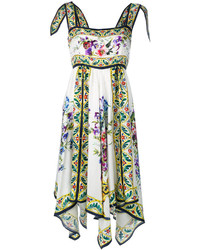 Vestito di seta a fiori bianco di Dolce & Gabbana