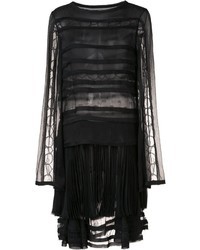 Vestito di seta a pieghe nero di Jason Wu