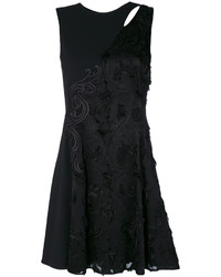 Vestito di seta con stampa cachemire nero di Versace