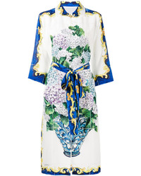 Vestito di seta stampato bianco di Dolce & Gabbana