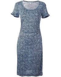 Vestito di seta stampato blu di Diane von Furstenberg