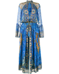 Vestito di seta stampato blu di Etro
