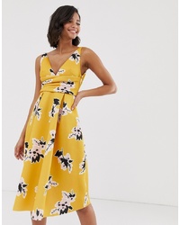 Vestito longuette a fiori giallo di ASOS DESIGN