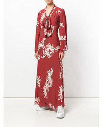 Vestito longuette a fiori rosso di McQ Alexander McQueen