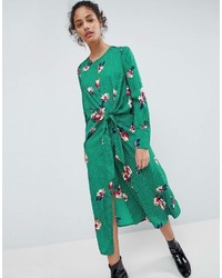 Vestito longuette a fiori verde