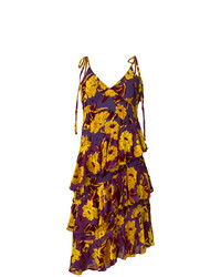 Vestito longuette a fiori viola melanzana di Daizy Shely