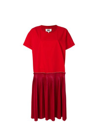 Vestito longuette a pieghe rosso di MM6 MAISON MARGIELA