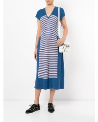 Vestito longuette a righe orizzontali blu di Issey Miyake Vintage