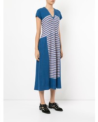 Vestito longuette a righe orizzontali blu di Issey Miyake Vintage