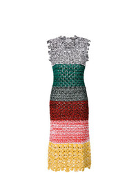 Vestito longuette all'uncinetto lavorato a maglia multicolore di Sonia Rykiel