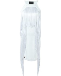 Vestito longuette con frange bianco di Philipp Plein