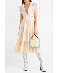 Vestito longuette di lino decorato bianco di Chloé