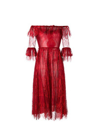 Vestito longuette di pizzo rosso di Maria Lucia Hohan