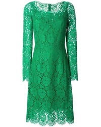 Vestito longuette di pizzo verde di Dolce & Gabbana