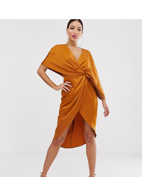 Vestito longuette di raso arancione di ASOS DESIGN
