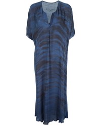 Vestito longuette di seta stampato blu scuro di Raquel Allegra